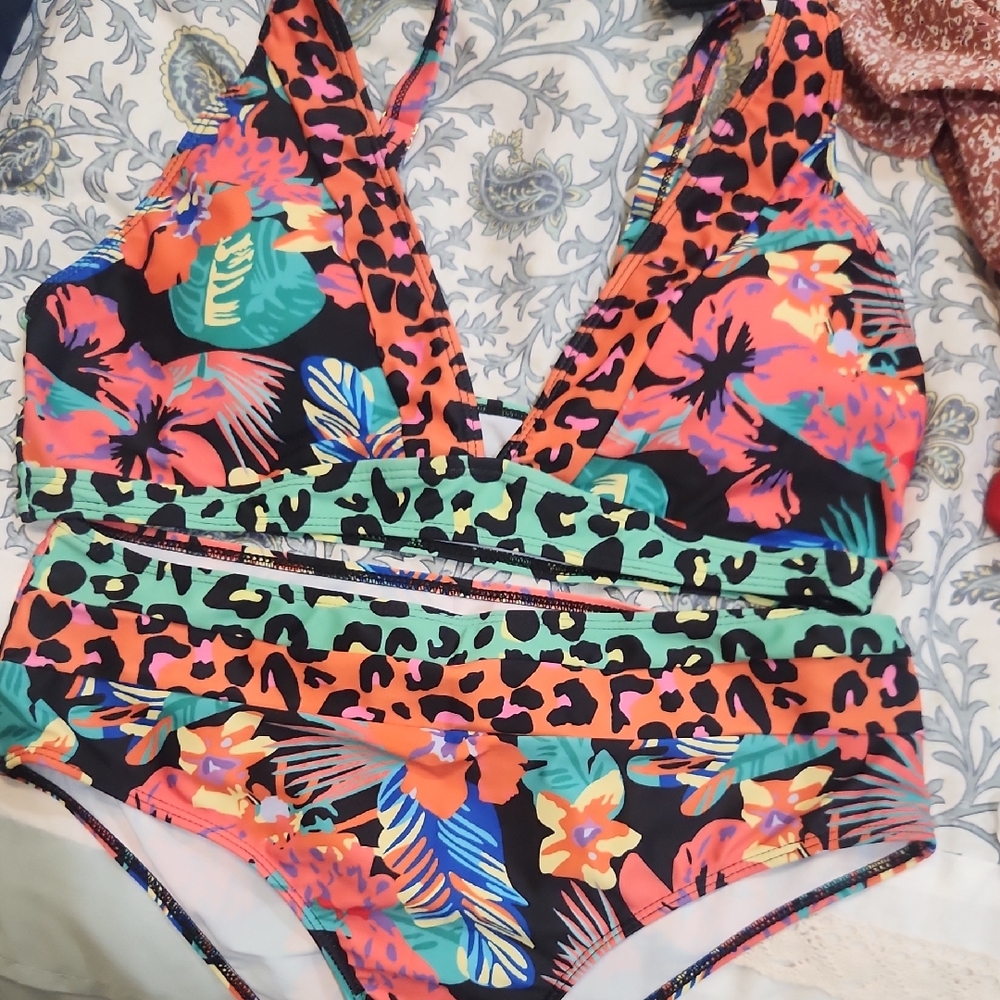 Tropical Print Kids Swimwear